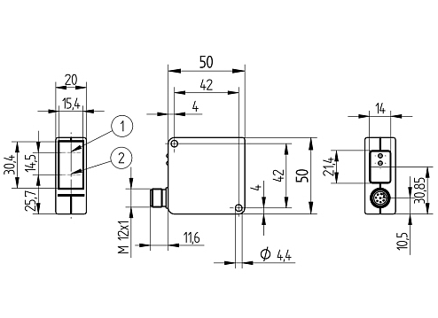 威格勒YP05P系列激光測距傳感器尺寸規格