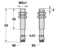 全金屬接近傳感器接插件M8尺寸圖