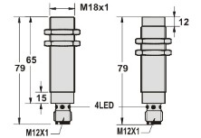 全金屬封裝接近傳感器M18接插件尺寸圖