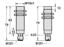 電感式接近傳感器M18系列接插件尺寸圖