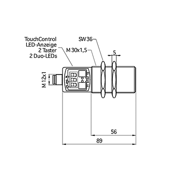 檢測距離250mm系列超聲波傳感器crm+25系列尺寸圖